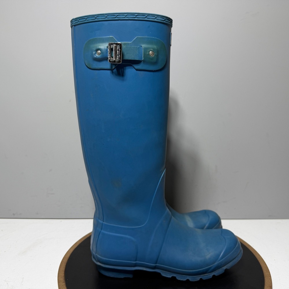 Hunter Original Tall Rain Boots Women Sz 9 Blue Gorpcore Outdoor Rubber Wellies
